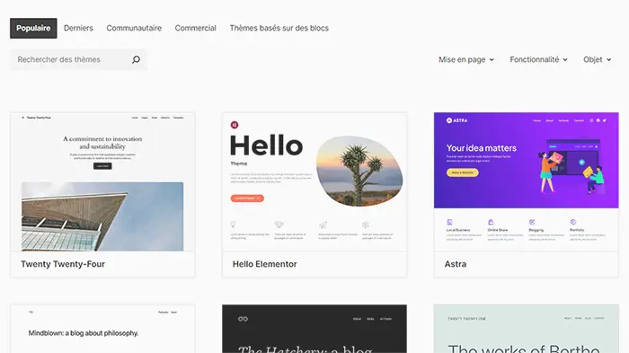 Pourquoi choisir WordPress ? Le choix de thèmes est très vaste.